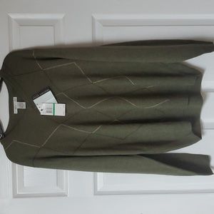 NWT Geoffrey Beene Foilage Green Argyle Sweater Large
